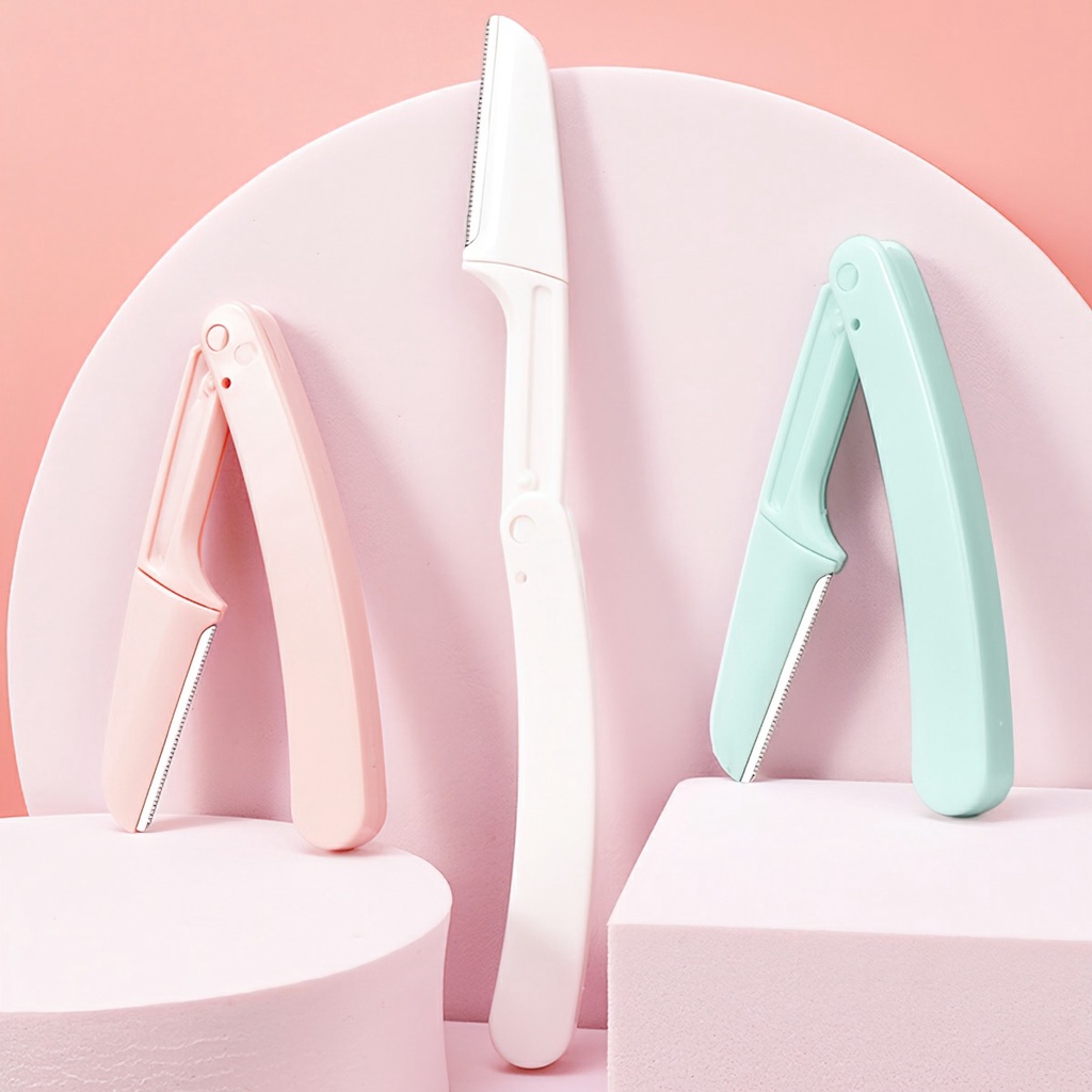 Hộp 3 Dao Cạo Lông Mày Gấp Gọn Màu Pastel Cute