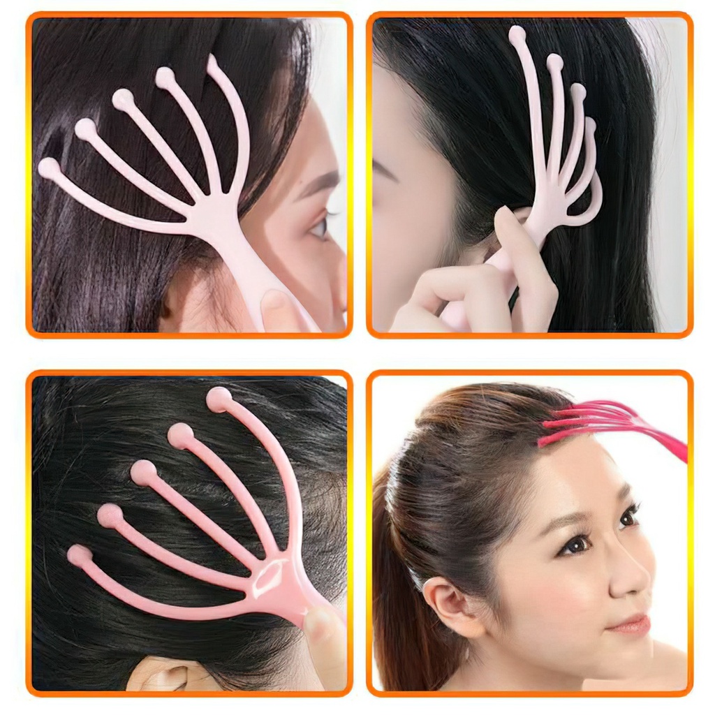 Dụng Cụ Mát Xa Đầu 5 Ngón, Cây Massage Đầu 5 Nhánh Bóng Thép Tiện Lợi