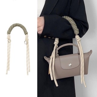 Dây đeo túi vải canvas dệt tay cho longchamp mini, dây cầm tay ngắn, phụ kiện sửa đổi