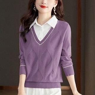 Áo sweater Tay Dài Giả Hai Lớp Phong Cách Thời Trang Thu Đông Mới 2023