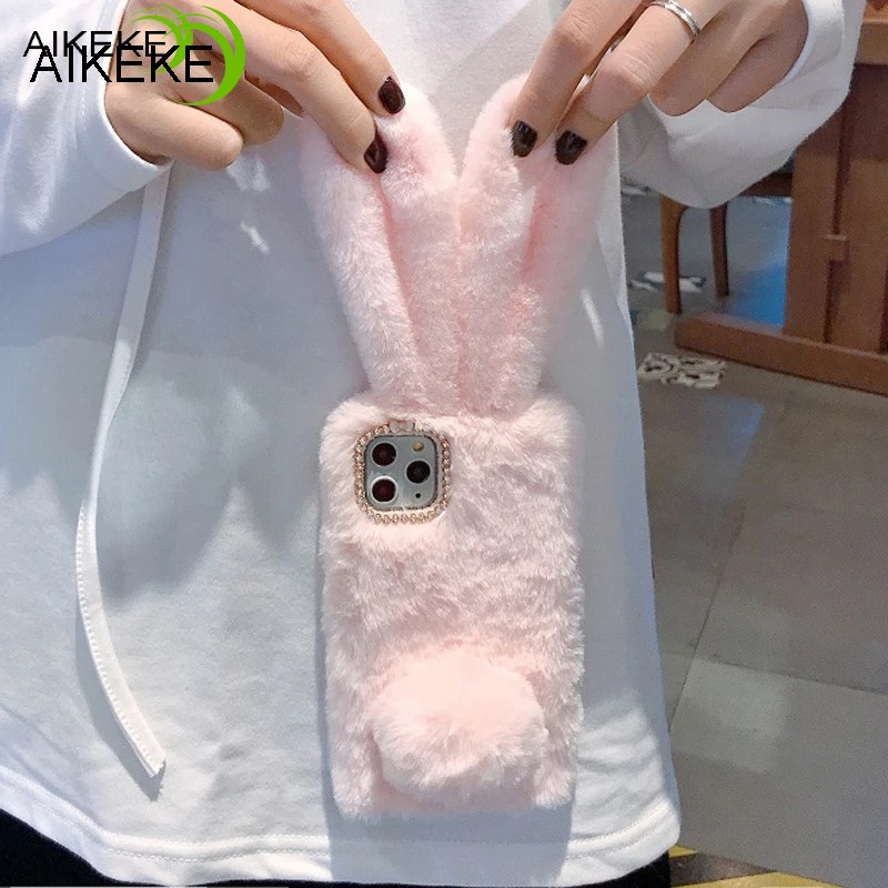Ốp Điện Thoại Phối Lông Thỏ 3d Ấm Áp Cho samsung galaxy a54 a34 a14 5g a24 4g a14 a04 a04e m04 f04 a20 a30 m20s m10s