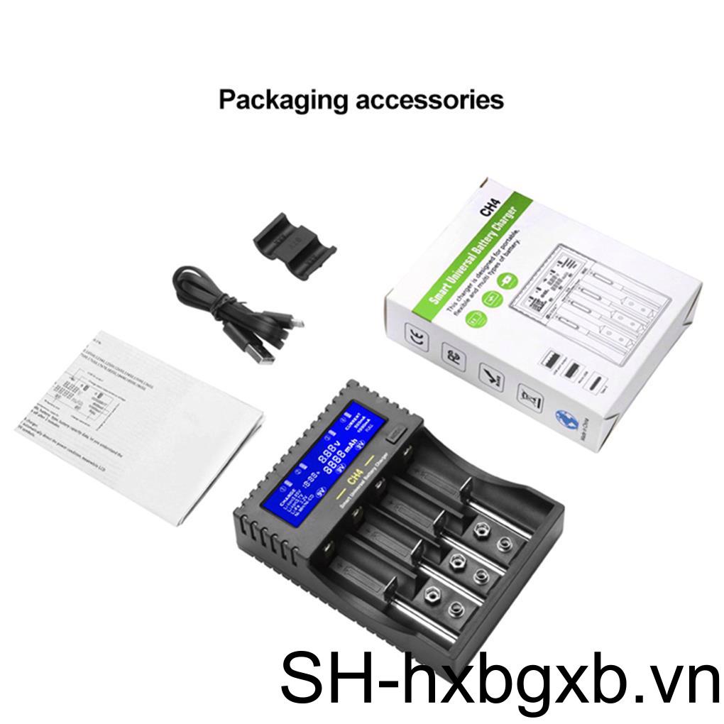 Cục Sạc Pin 4 Ngăn Màn Hình lcd Kỹ Thuật Số Thông Minh Tiết Kiệm Thời ...