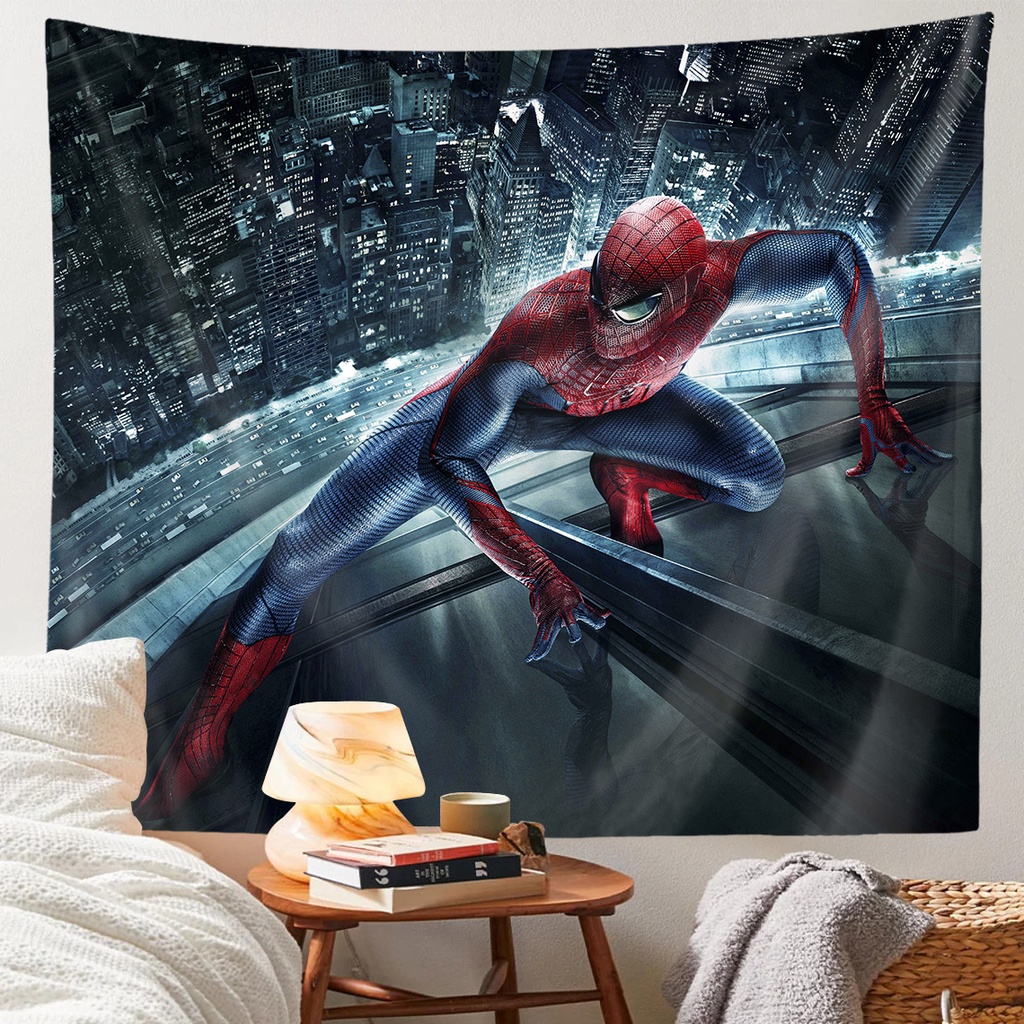 Marvel Thảm Treo Tường Trang Trí Phòng Ngủ Hình Người Nhện (Kèm Kẹp)