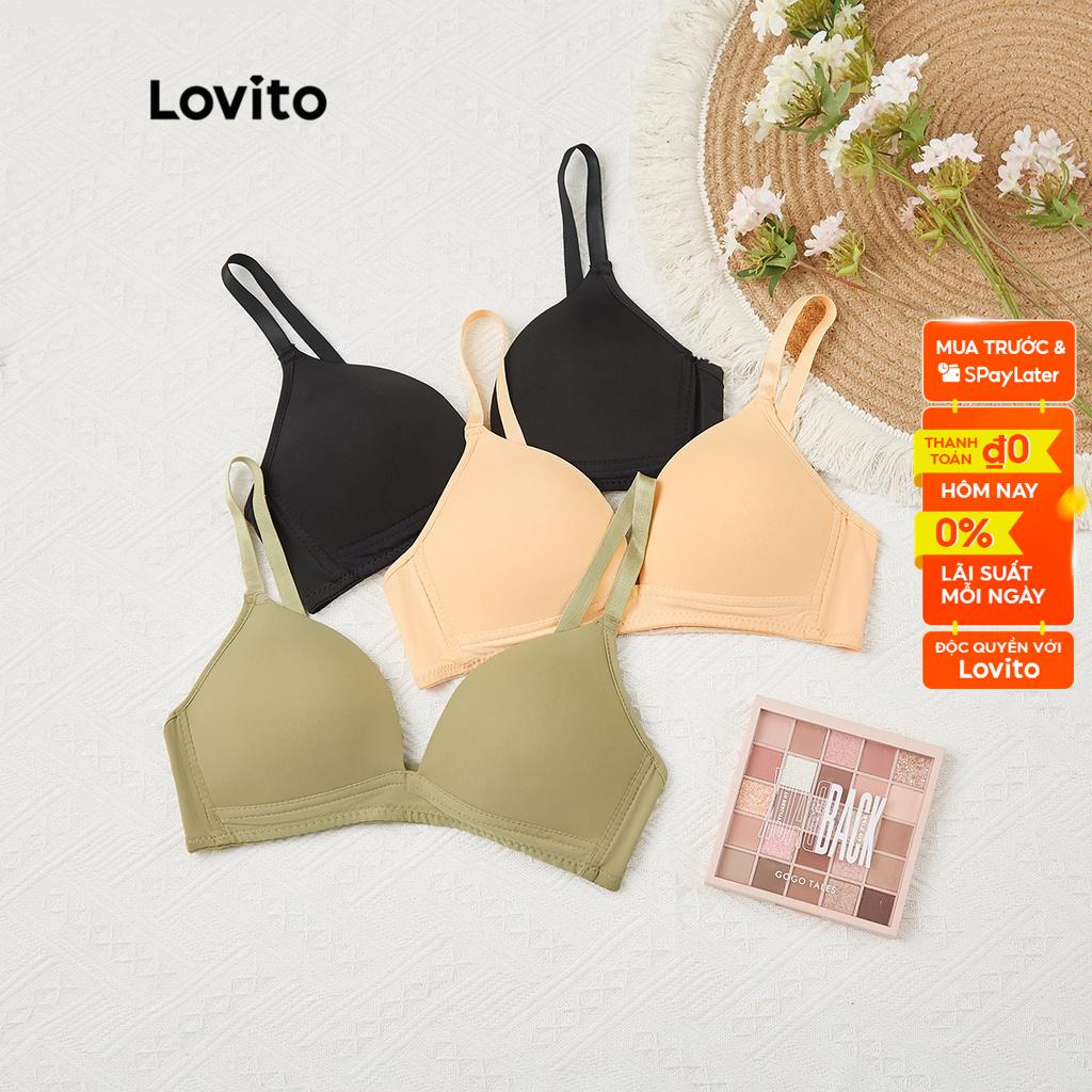Áo ngực Lovito không gọng không đường may với miếng đệm không thể tháo rời L233L080 màu mơ / đen / xanh lá spe