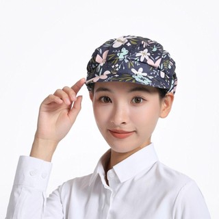 [Còn hàng] Mũ làm việc chống bụi NOOKSTORY, Mũ đầu bếp dịch vụ thực phẩm bằng vải Cotton, Băng đô làm việc bằng vải in tóc dành cho nữ