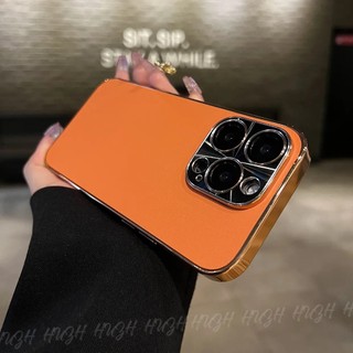 Sang Trọng Ốp Điện Thoại Da Chống Sốc Có Miếng Dán Bảo Vệ camera Cho iphone15 pro max 14 13 pro max