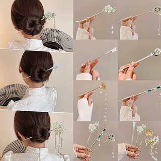 Kẹp tóc phong cách cổ đại Trung Hoa với tua rua hoa cao cấp phát sáng