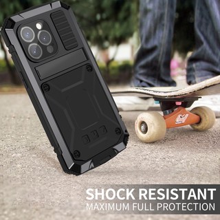 [R-JUST] Heavy Duty Aluminum Metal Shockproof 360 Case Cover for iPhone 15 ProMax 14 Plus 14 Pro Max for Samsung S23 Ultra