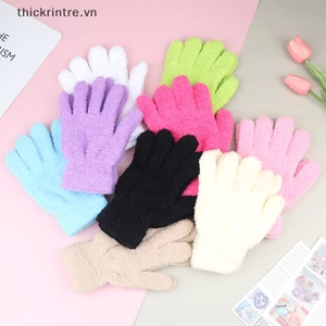 Găng Tay Nhung San Hô Dày Dặn Thoáng Khí Màu Trơn Chống Lạnh Đa Năng