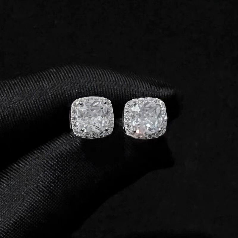 S925 Bạc vàng kim cương stud bông tai cho nam giới thời trang và đơn giản