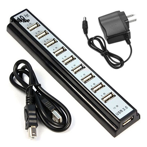 [Sy] Bộ chia Hub USB 20 tốc độ cao 10 cổng + Bộ chuyển đổi nguồn US cho máy tính xách tay PC