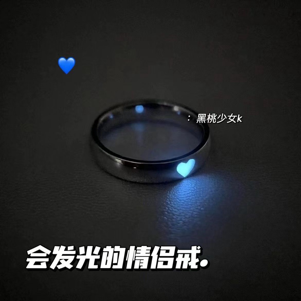 Nhẫn Cặp Khắc Chữ love Phát Quang Đơn Giản Có Thể Điều Chỉnh Kích Cỡ