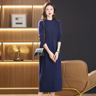 Đầm Dệt Kim Tay Dài Dáng Rộng Thời Trang Thu Đông Xinh Xắn Cho Nữ