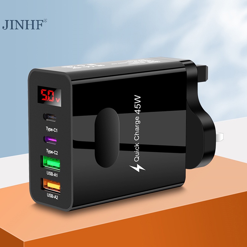 JINHF 45W PD USB Type C 4 Cổng Sạc Nhanh 3.0 Cho 14 13 Pro Oneplus Điện Thoại Di Động Treo Tường Bộ Chuyển Đổi HOT