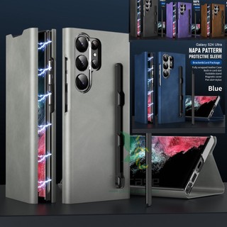 Bao Da Điện Thoại Nắp Lật Từ Tính Có Ngăn Đựng Bút Cho samsung galaxy s24 s23 s22 ultra plus s24 s23 s22 napa