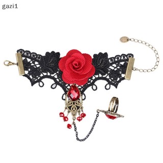 [Gzi1] Hot! Vòng Tay Ren Hoa Hồng Đỏ Phong Cách gothic Thanh Lịch Có Thể Điều Chỉnh Kích Cỡ