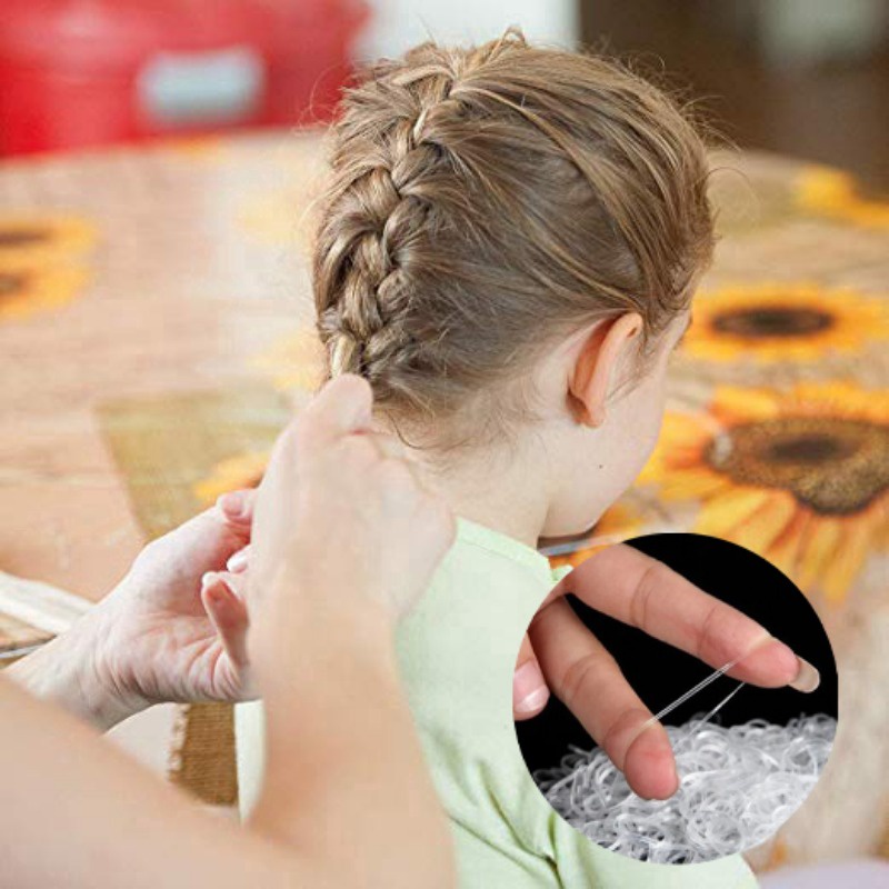 Dây cao su vô hình đàn hồi trong suốt cho bé gái Dây buộc buộc đuôi ngựa - Dây buộc tóc bện nhỏ dùng một lần