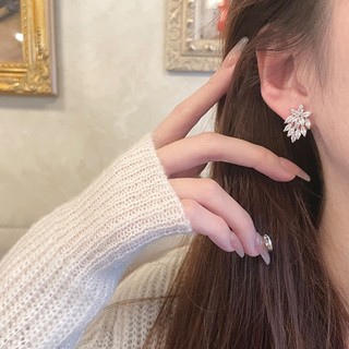 Bông Tai Hình Chiếc Lá Đính Đá Lấp Lánh Sang Trọng Thời Trang