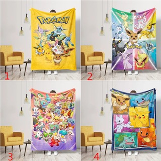 Chăn flannel in hình Pokemon, một mặt, phù hợp cho gia đình, văn phòng và điều hòa