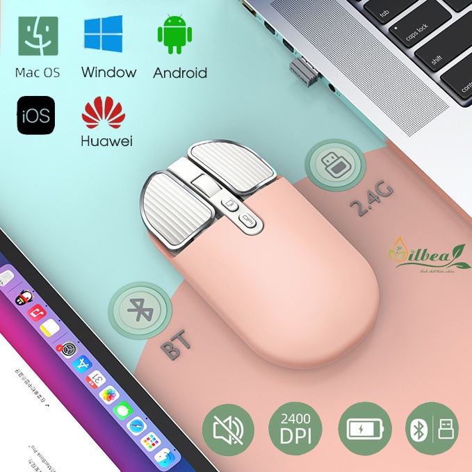 Chuột Bluetooth M203 Silent Pin Sạc 500mAh Dùng Cho Mac Máy Tính, Laptop, Ipad ,Điện Thoại