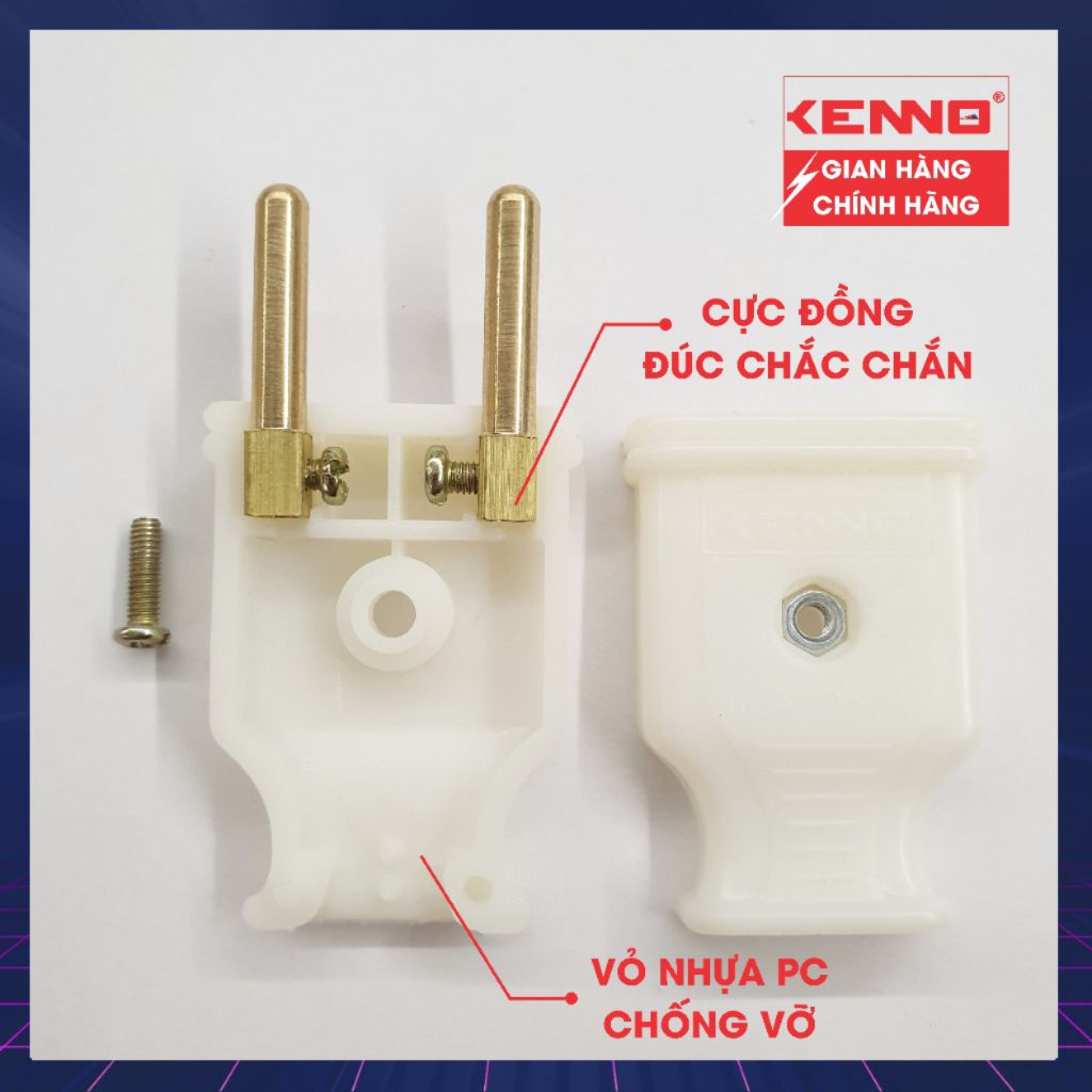 Phích cắm chịu tải Qled/Kenno công suất 2000W màu trắng Chân phích 4.5mm