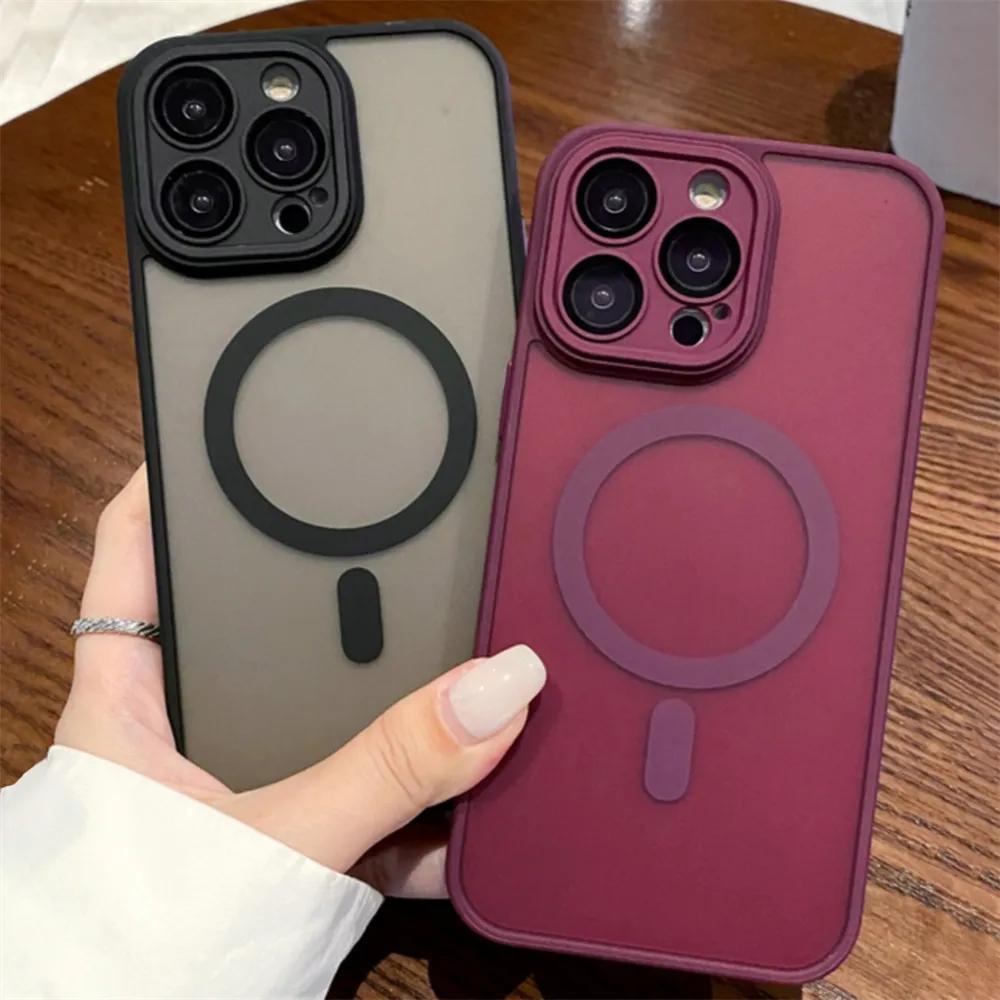 Ốp Điện Thoại Màu Đen Từ Tính Cho iPhone 17ProMax 16 15 14 13 12 11 Pro Max Bảo Vệ Toàn Diện Chống Sốc Protecti Skin Feel Acrylic Cover