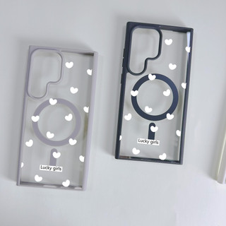 Ốp điện thoại White Love Heart S25plus S25 ultra cho Samsung s22 s22plus ultra Girly S23 S23Plus s23fe s24 s24plus s24ultra Ốp điện thoại