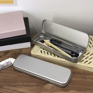 METALWRK 1 Cái Hộp Bút Kim Loại, Hộp Thiếc Hình Chữ Nhật Rộng Rãi, Bút Máy Đa Năng Sinh Viên Văn Phòng Phẩm