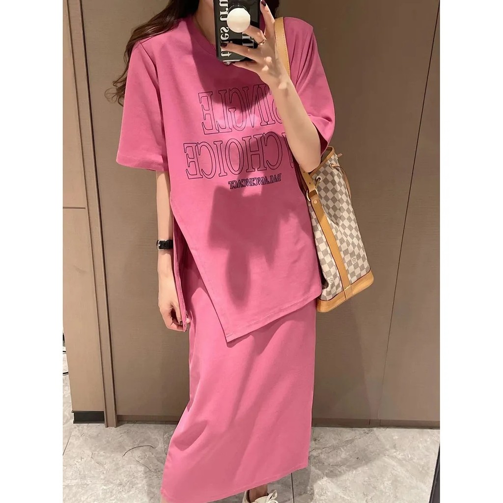Phiên Bản Hàn Quốc Một Trọn Bộ Thường Ngày Rời Phù Hợp Với Nửa Chiều Dài Váy Không Đều Top Mỏng Hơn Nhìn Đầm Nữ