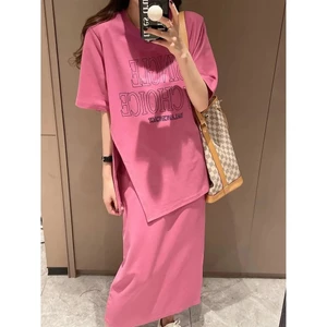 Phiên Bản Hàn Quốc Một Trọn Bộ Thường Ngày Rời Phù Hợp Với Nửa Chiều Dài Váy Không Đều Top Mỏng Hơn Nhìn Đầm Nữ