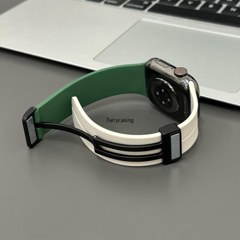 Dây đeo silicon từ tính cho Apple Watch Band 44mm 45mm 49mm 40mm 41mm 42mm 38mm Ultra 3 2 1 Vòng đeo tay thể thao Correa cho iWatch Ultra Series 11 10 9 7 8 Se 6 5 3