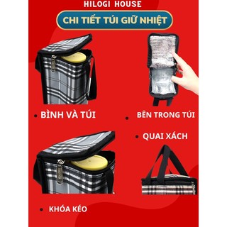 Túi đựng bình nước giữ nhiệt đủ size , 2 lớp có khóa kéo đậy kín ,  kích thước đựng được nhiều loại bình
