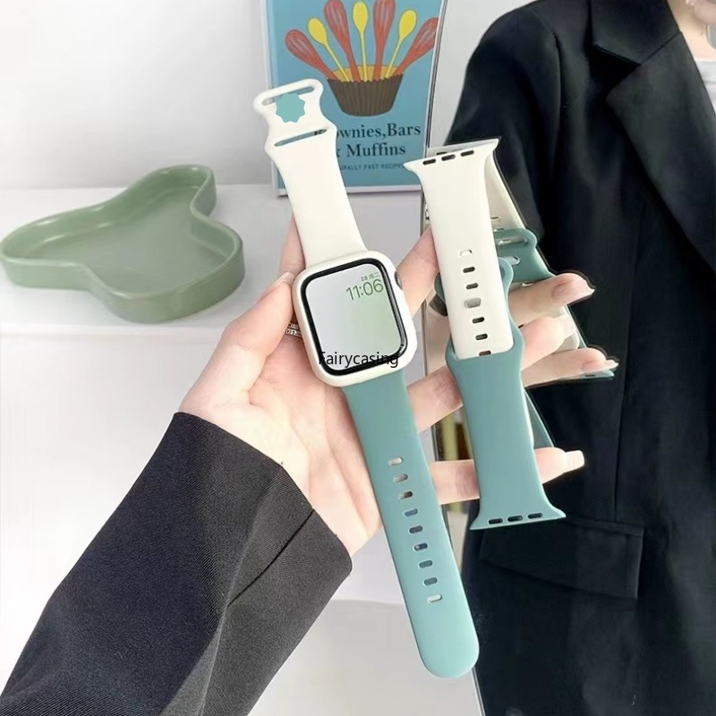 Dây đeo hai màu cho Apple Watch 46MM Band Series 11 10 9 8 7 SE 6 5 3 Vòng đeo tay thể thao thoáng khí bằng silicon cho iWatch 41mm 45mm 40mm 44mm 38mm 42mm Ultra 49mm