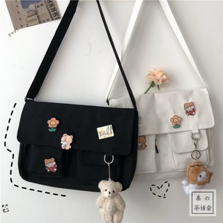 Nhật Bản Bông Tai Kẹp Dễ Thương Vintage Cô Gái Túi Phiên Bản Hàn Quốc Sinh Viên Túi Vải Nữ Túi Messenger