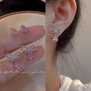 Bông Tai Mạ Bạc 925 Hình Nơ Đơn Giản Sang Trọng Phong Cách Hàn Quốc