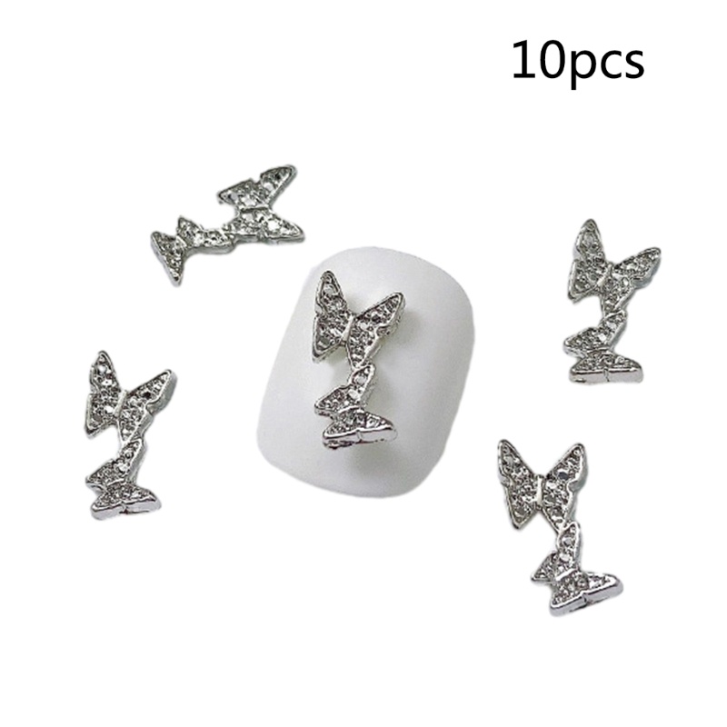 ⚝⚝Richh Set 10 Phụ Kiện Trang Trí Móng Tay Hình Bướm 3D Đẹp Mắt