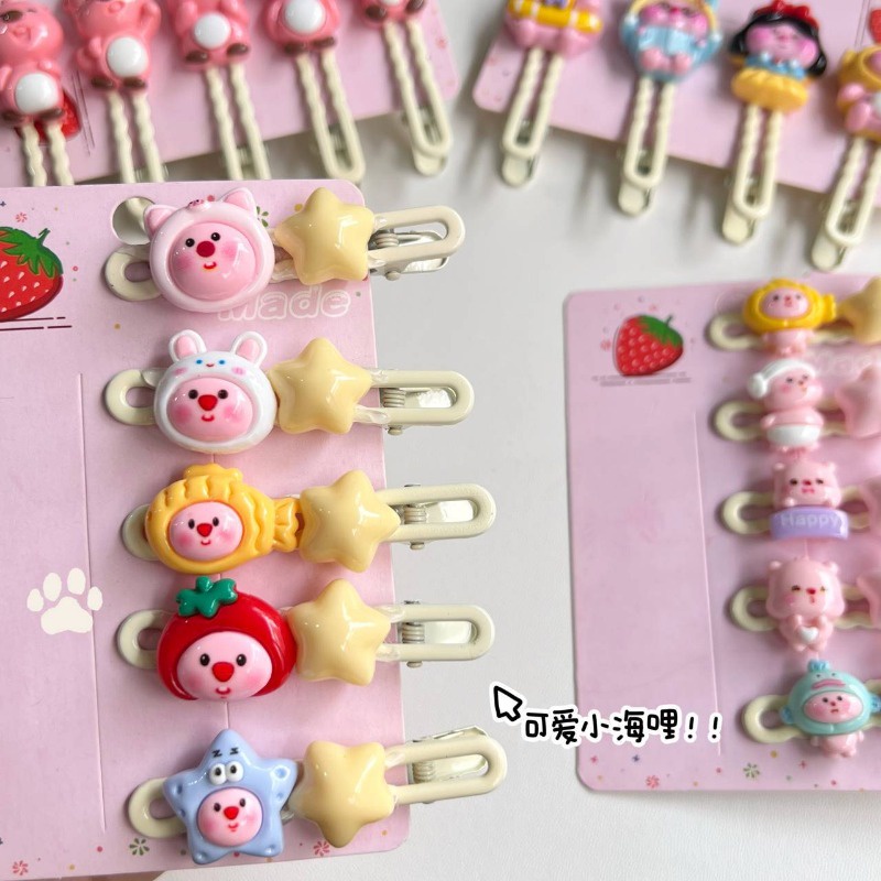 MIAOYA Thời Trang Beaver Loopy Kẹp Tóc Dễ Thương Cô Gái Ngọt Ngào Trái Tim Hoạt Hình Kẹp Tóc Cho Sinh Viên Quà Tặng Trang Sức