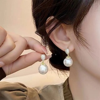 Khuyên Tai Dạng Vòng Đính Kim Cương & Ngọc Trai Nhân Tạo Kiểu Pháp Thời Trang Mới 2023