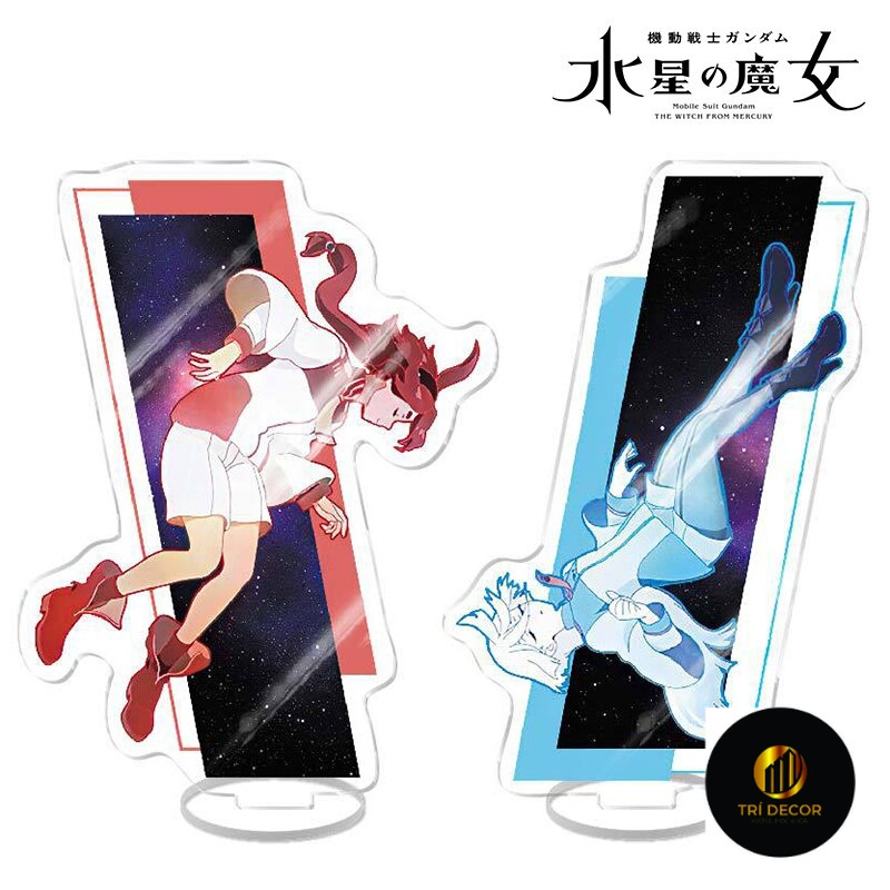 Mô hình Standee New Mobile Suit Gundam The Witch From Mercury để bàn tượng nhựa acrylic trong suốt Phụ kiện trang trí