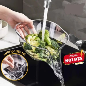Rổ rửa rau củ trong suốt thiếu kế phễu thoát nước đa năng tiện lợi 23x19x12.5cm