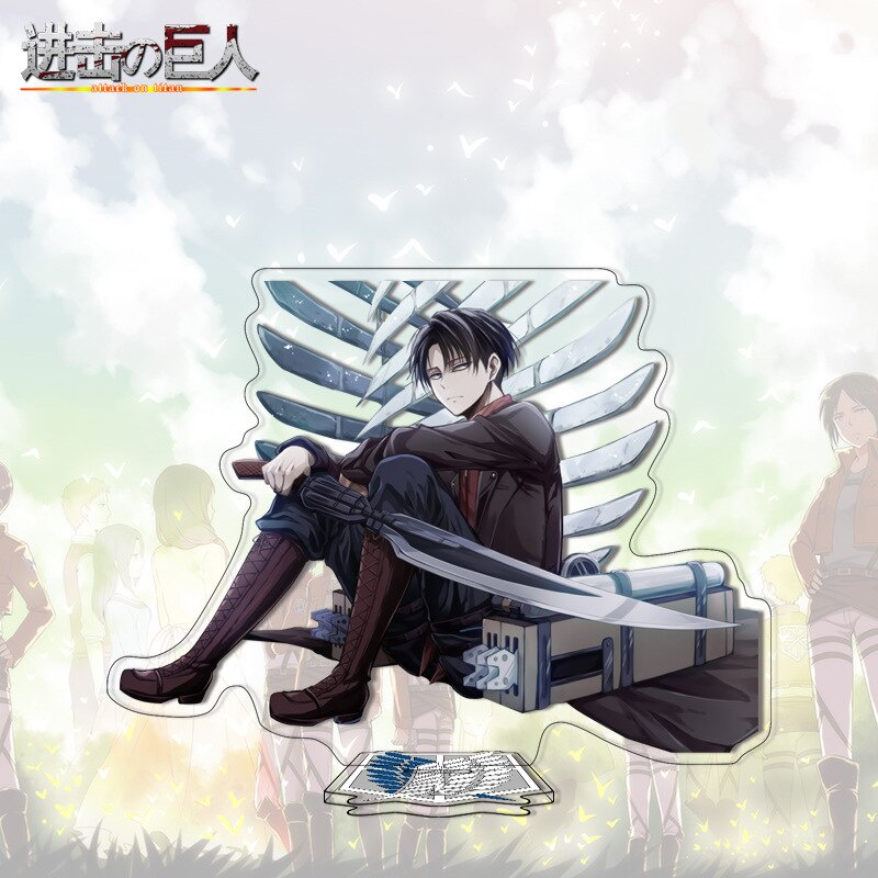 Mô hình Standee Hot Anime Attack on Titan Acrylic Levi Mikasa Hanji để bàn tượng nhựa acrylic trong suốt decor để bàn 1