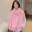 Khăn choàng len cashmere phối tua rua màu trơn đa năng phong cách Hàn Quốc mới