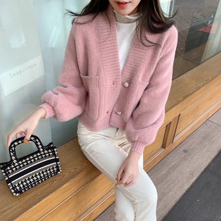 Áo Khoác cardigan Dệt Kim Dáng Ngắn Thời Trang Thu Đông Cho Nữ
