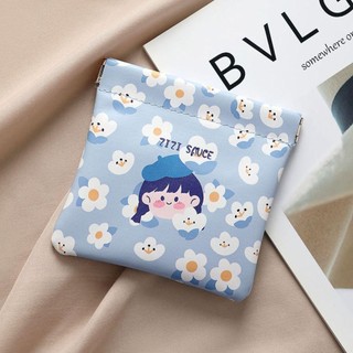 Túi đựng mỹ phẩm Mini JKDESIGN, Túi đựng son môi đóng tự động họa tiết hoạt hình, Túi đựng trang điểm di động bằng da Pu mềm chất lượng cao