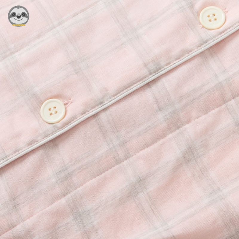 Bộ Đồ Ngủ Cotton Tay Ngắn Phong Cách Muji Nhật Bản / Quần Dài Dáng Rộng / Bộ Đồ Pajamas Kẻ Sọc Caro Hai Lớp Đơn Giản Dành Cho Cặp Đôi