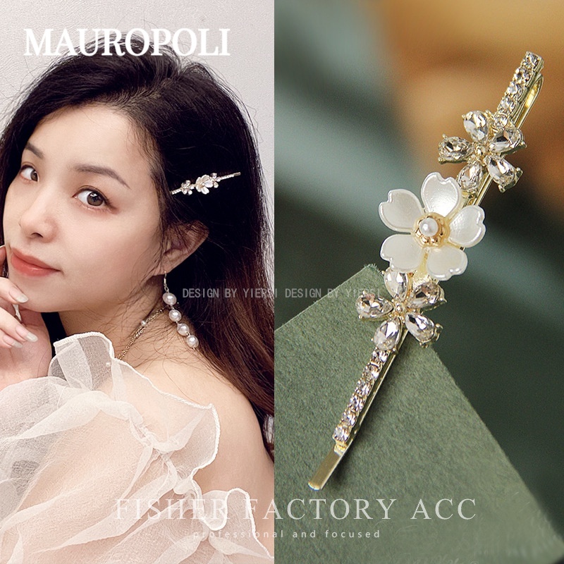Mauropoli Kẹp tóc hoa ngọc trai nhẹ nhàng cổ tích, tinh tế, phụ kiện tóc
