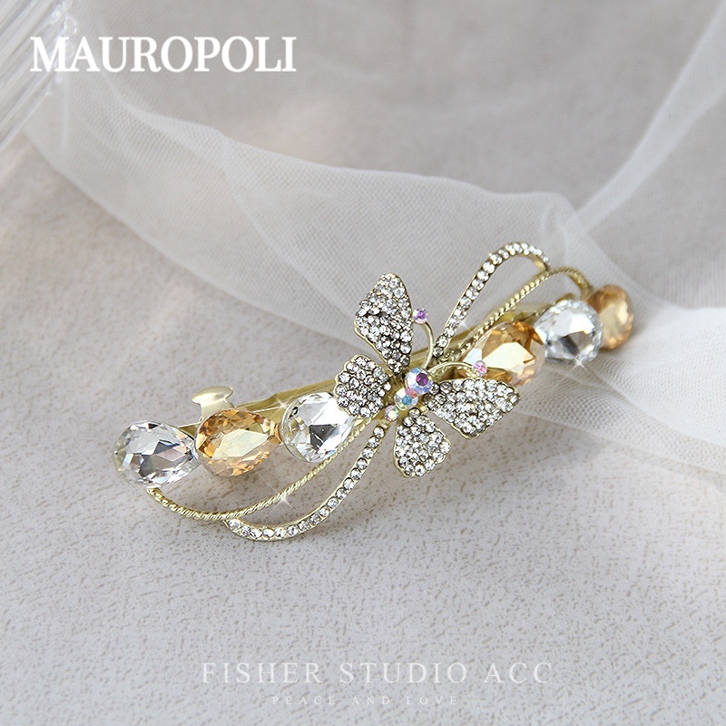 Mauropoli [Sẵn Sàng] Kẹp Tóc Kim Cương Giả Sang Trọng Ánh Sáng Phong Cách Mới Kẹp Tóc Mặt Sau Kẹp Tóc Top Kẹp Tính Khí Đơn Giản Kẹp Mũ Đội Đầu