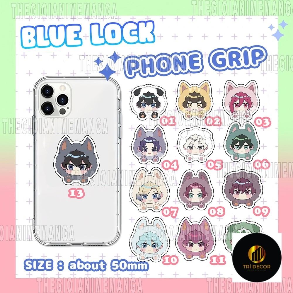 Giá đỡ điện thoại BLUE LOCK ver ÁO TAI THÚ anime chibi griptok mica acrylic phụ kiện móc khóa xinh xắn