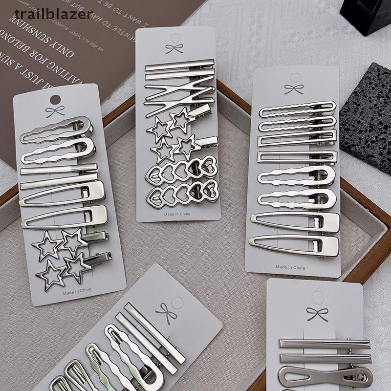 Trailblazer 8 Chiếc Bé Gái Kẹp Tóc Bạc Kim Loại Mỏ Vịt Kẹp Nữ Kẹp Tóc Bên Nổ Nữ Nữ Barrettes Phụ Kiện Tóc Mới