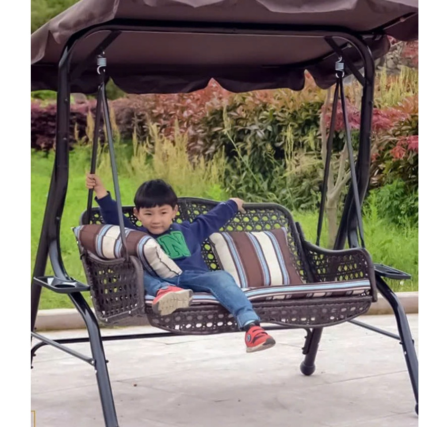 Mẫu Xích đu Ngoài trời Sắt Sơn Tĩnh Điện nhập khẩu Ngoài hình đẹp mịn Màu sắc nhôm đồng bắt mắt Xích đu ngoài trời XD01
